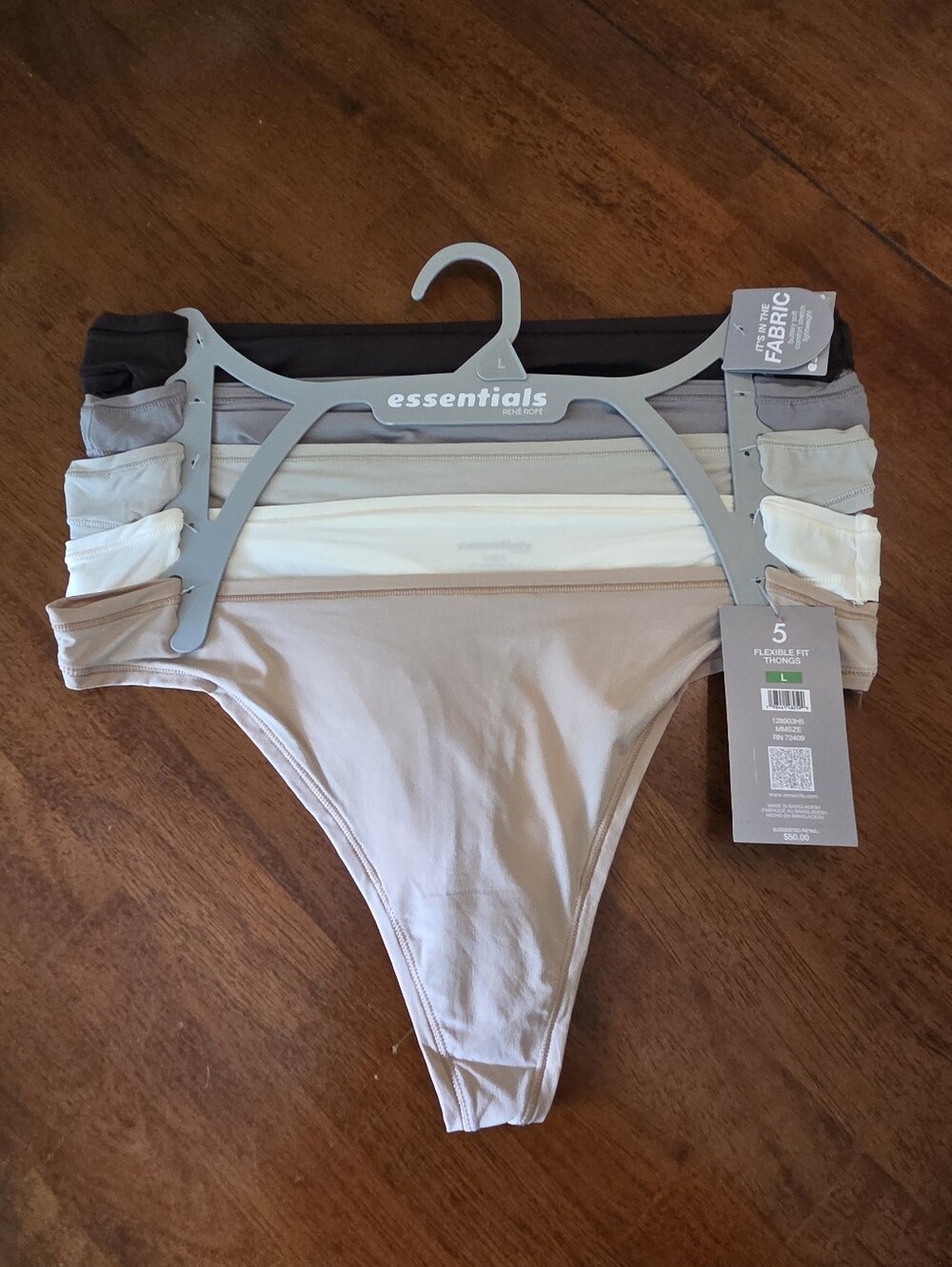 2/$60 Rene Rofe Essentials Flexible Fit Thongs 5 Pack Size Large NWT